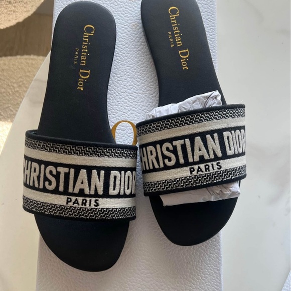 Dior Black and White Slide Sandals - Picture 1 of 5